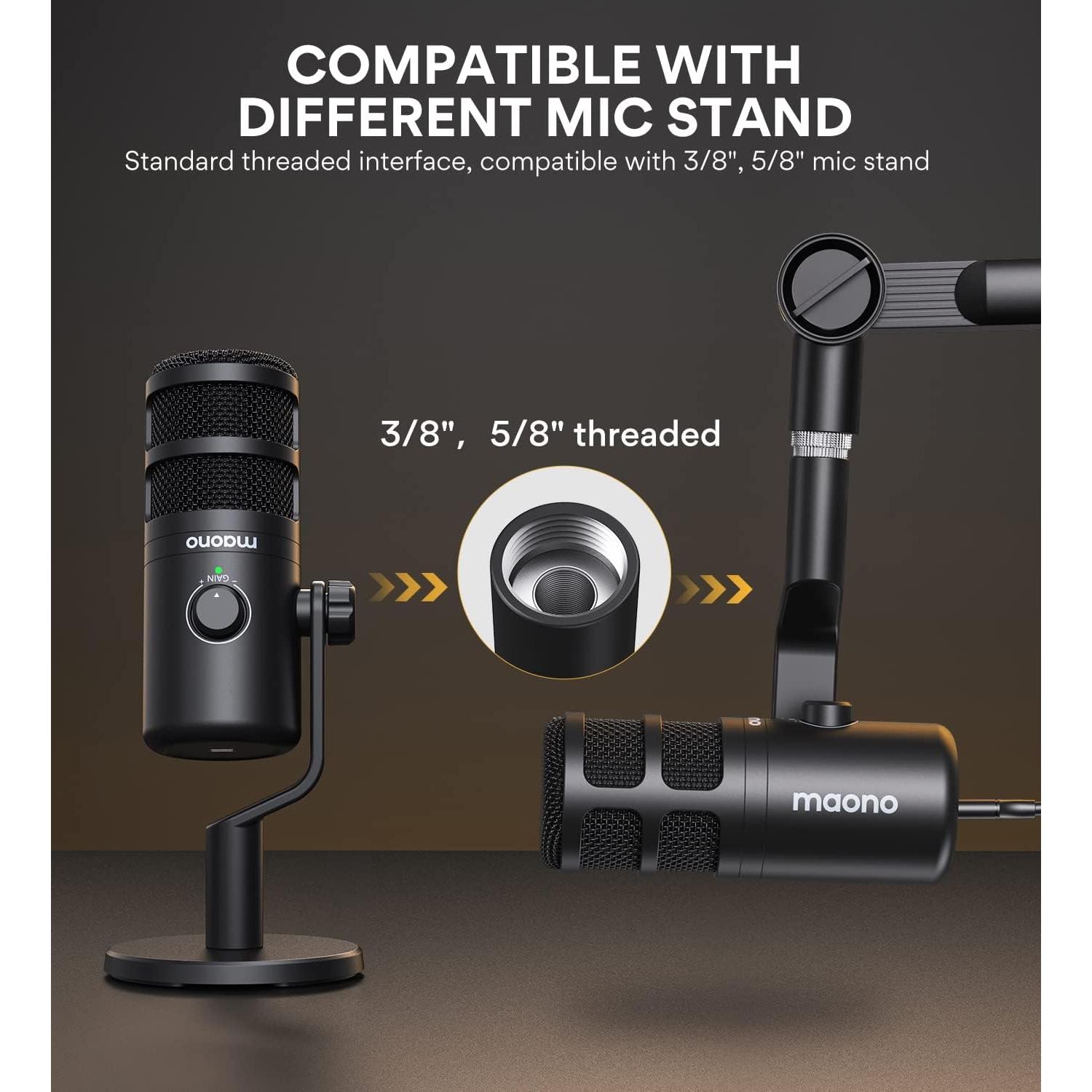 MAONO USB Microphone for PC, All in One USB Computer Microphone,192kHz/24bit,for Zoom Meeting, Podcasting, Streaming, YouTube, Voice Over, (AUA04&PD100U)
