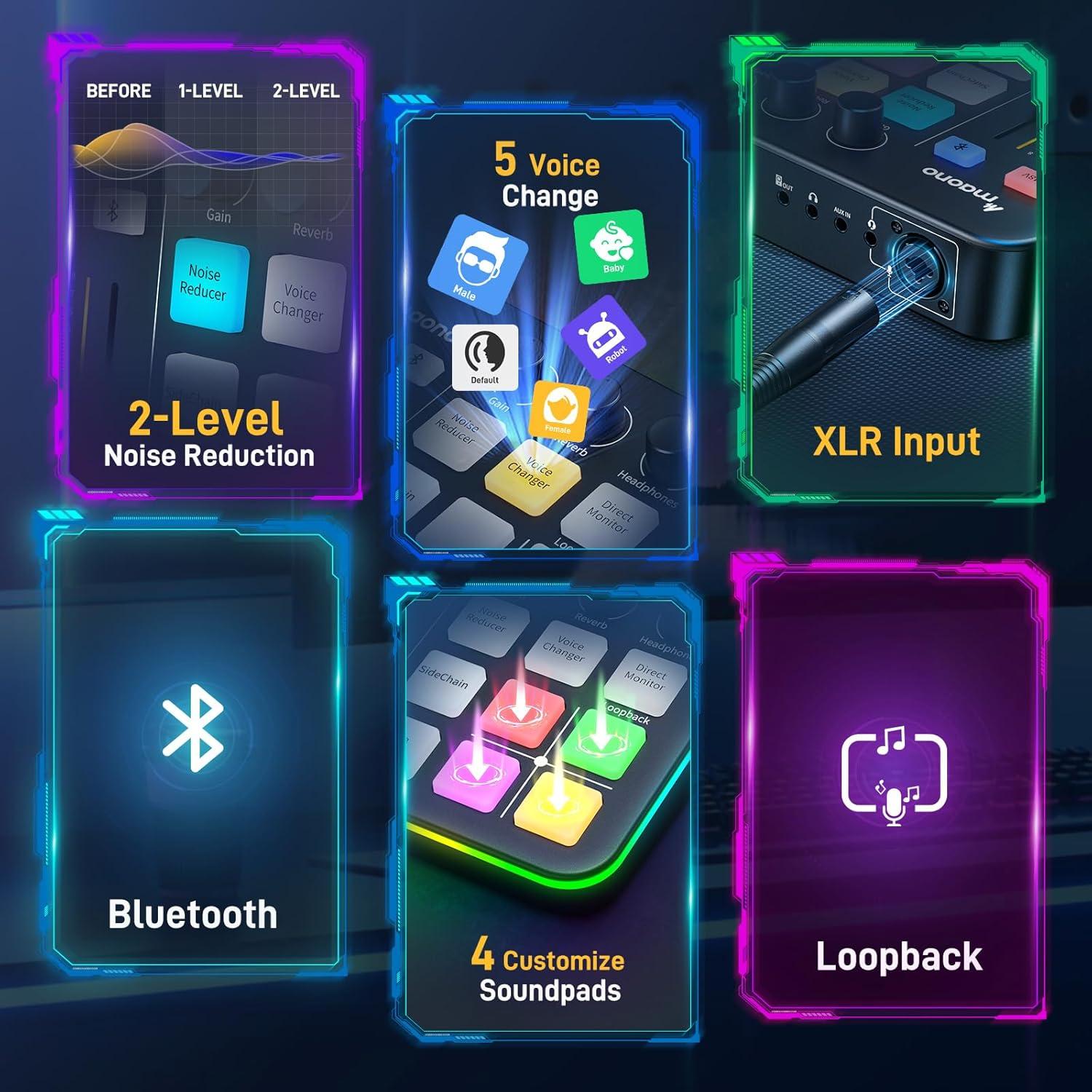 Mezclador de Audio MAONO G1 NEO con Bluetooth y RGB