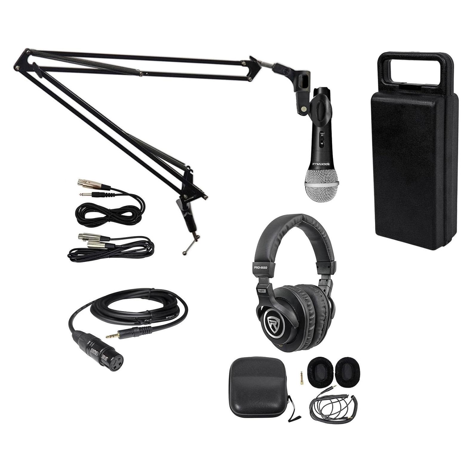 Paquete de Podcasting Rockville RMC-XLR con Micrófono y Auriculares