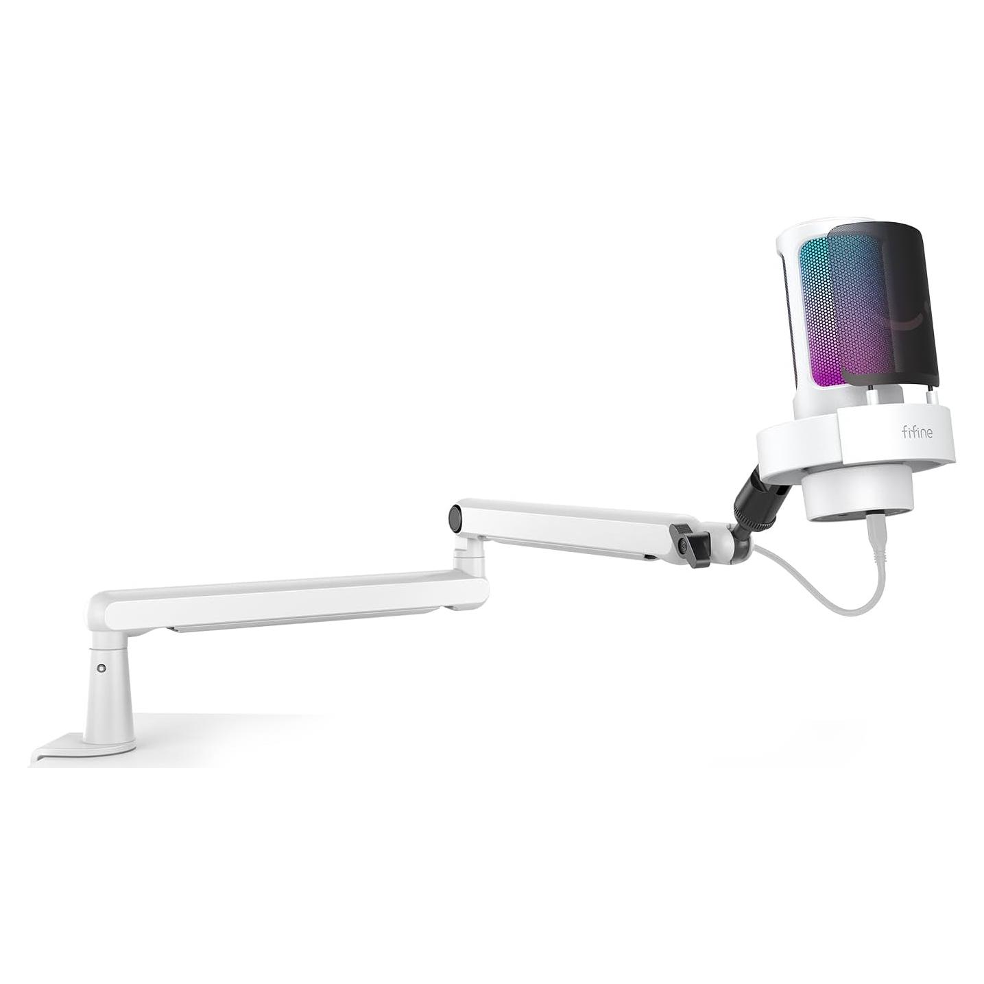 Micrófono RGB para Gaming FIFINE A8W + Soporte Brazo BM88W