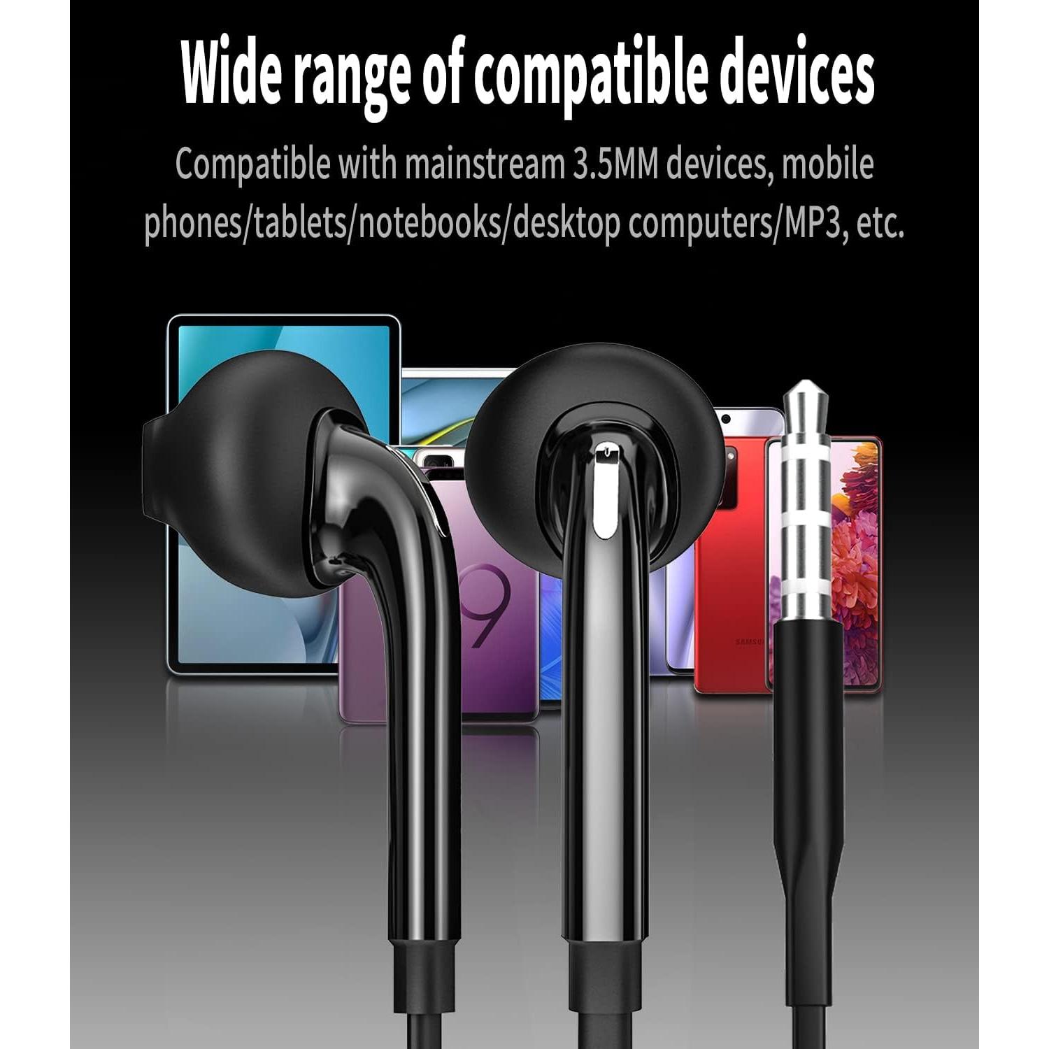 Headphone 3.5mm Jack Earbud with Microphone Wired Headset 2Pack Gaming Laptop Audifono Video Game Computer Ear for Kid for School PC Chromebook Auriculare Compatible for Samsung Galaxy