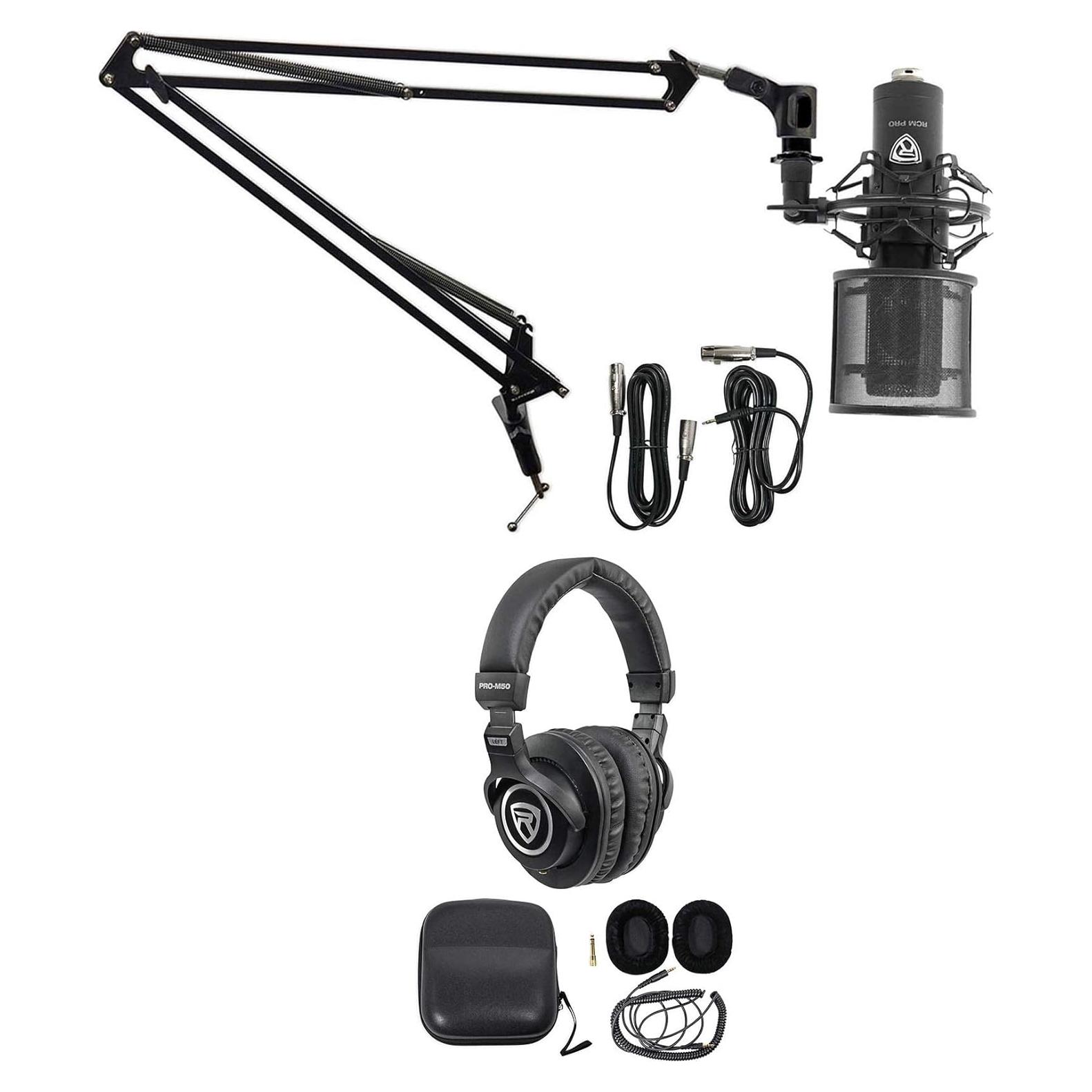 Rockville RCM PRO Micrófono de Condensador + Brazo DMS40 + Auriculares PRO-M50