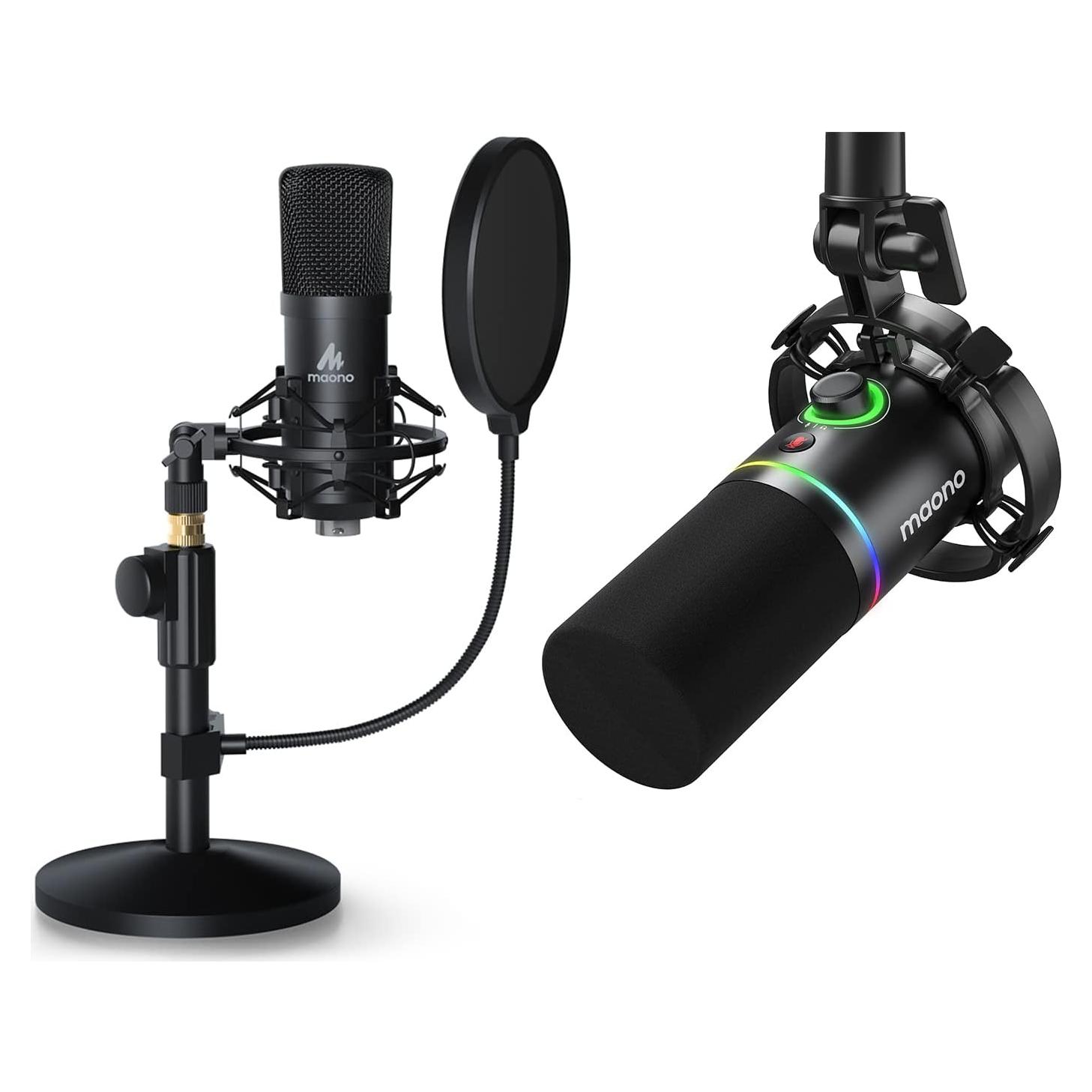 MAONO AU-A04T USB Microphone with PD200X Dynamic Microphone Bundle for Podcast, Studio, Streaming, YouTube, Recording, Vocal