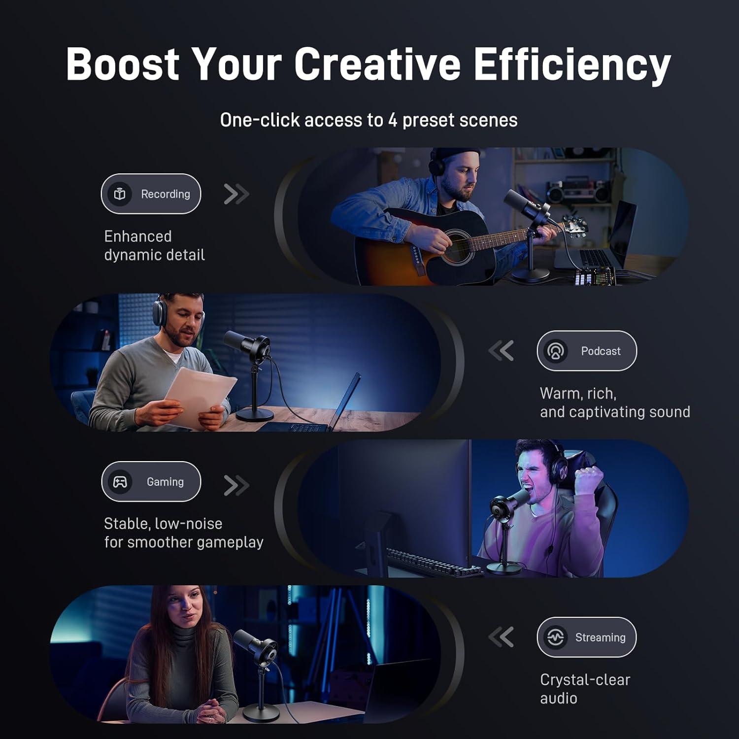 MAONO USB XLR Dynamic Microphone for Podcast: PC Computer Gaming Mic with 192kHz/24bit for Studio Recording Streaming Content Creation (PD300XT+BA92+XLR180)