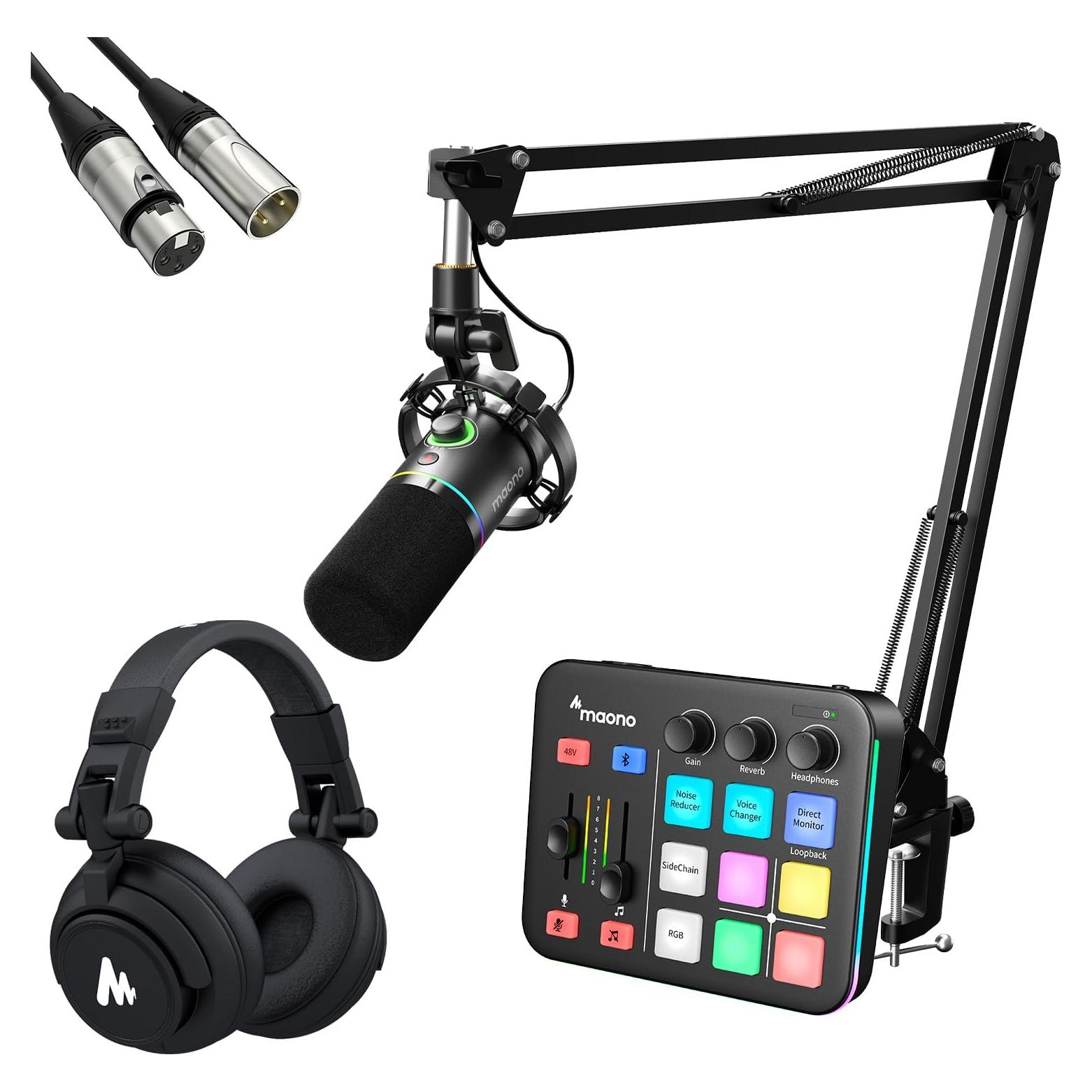 Kit de Micrófono Dinámico MAONO PD200X y Mezclador G1 NEO