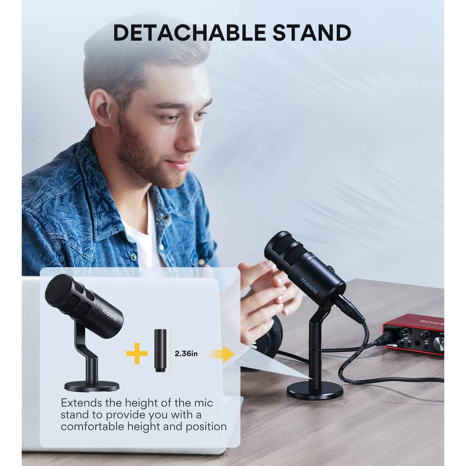 Micrófono Dinámico XLR MAONO PD100 para Podcast y Grabación