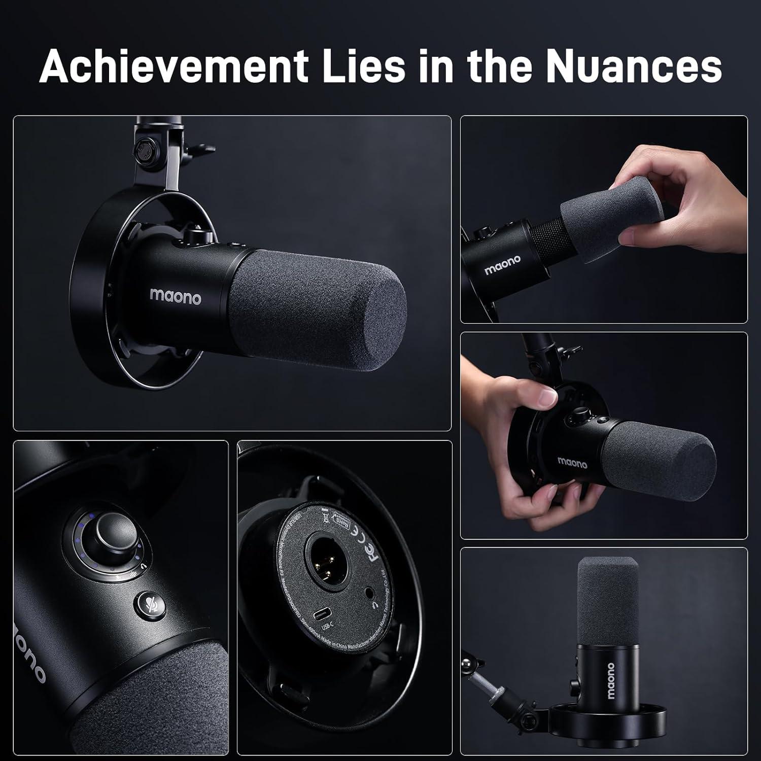 Paquete de Podcast MAONO: Micrófono Dinámico USB/XLR PD300X