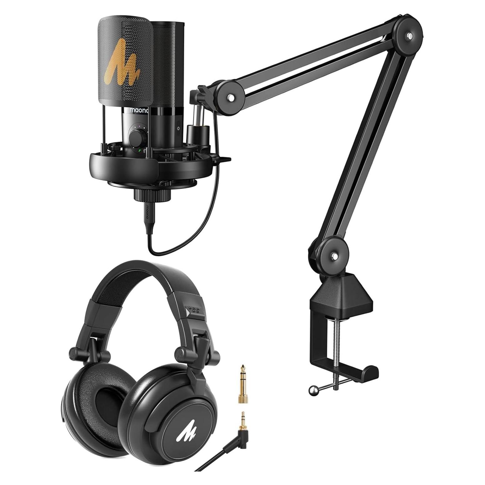 Paquete de micrófono MAONO PM450S con auriculares MH601 para PC