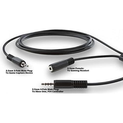 Party Chat Link Chat Adapter Cable Wire for Xbox One, Xbox Series X/S, PlayStation 4 PS4, PS5, Elgato Game Capture HD, HD60, HD60 Pro & Similar Devices