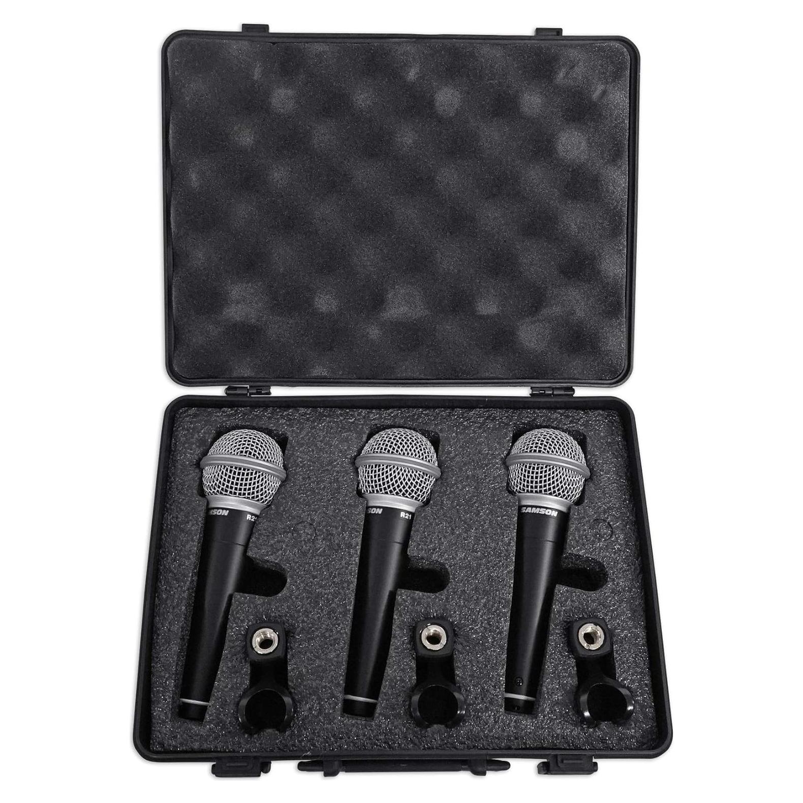Micrófono Dinámico Samson R21 - Paquete de 3 con Estuche