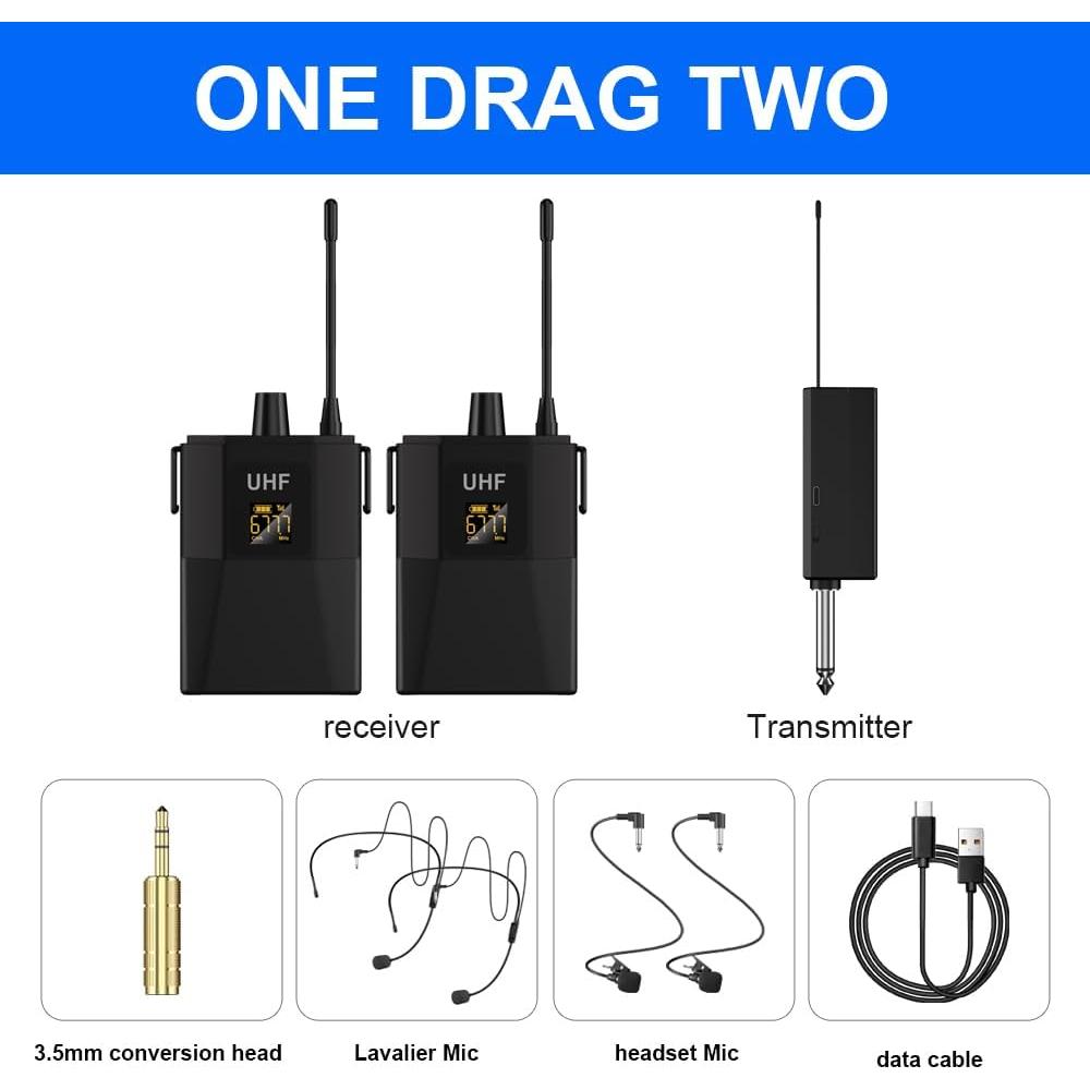 Sistema de micrófonos lavalier inalámbricos Nuoxiange MT02-2