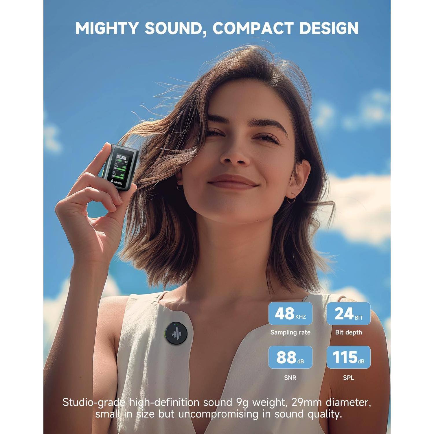 Micrófono Lavalier Inalámbrico Donner VPM-20 2 Canales 305m