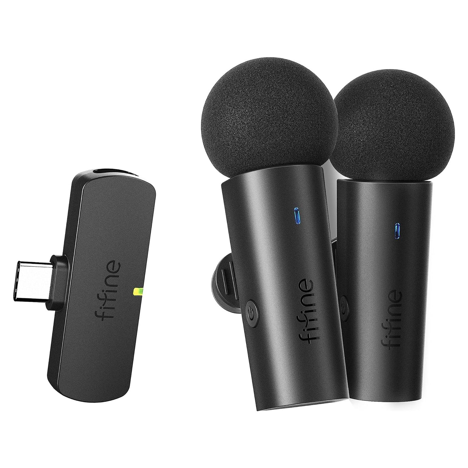 Sistema Lavalier Inalámbrico FIFINE M8 con 2 Micrófonos