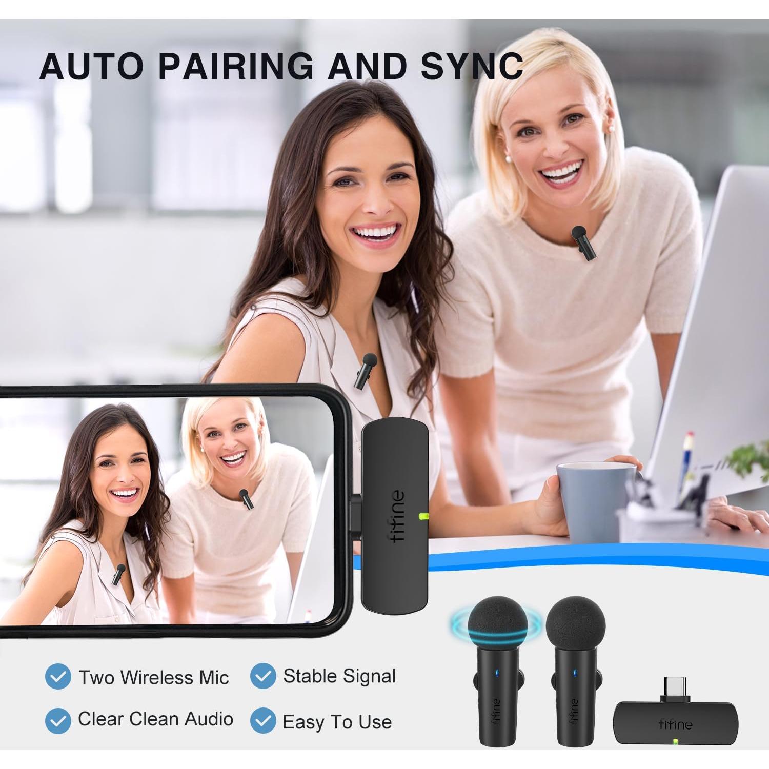 Sistema Lavalier Inalámbrico FIFINE M8 con 2 Micrófonos