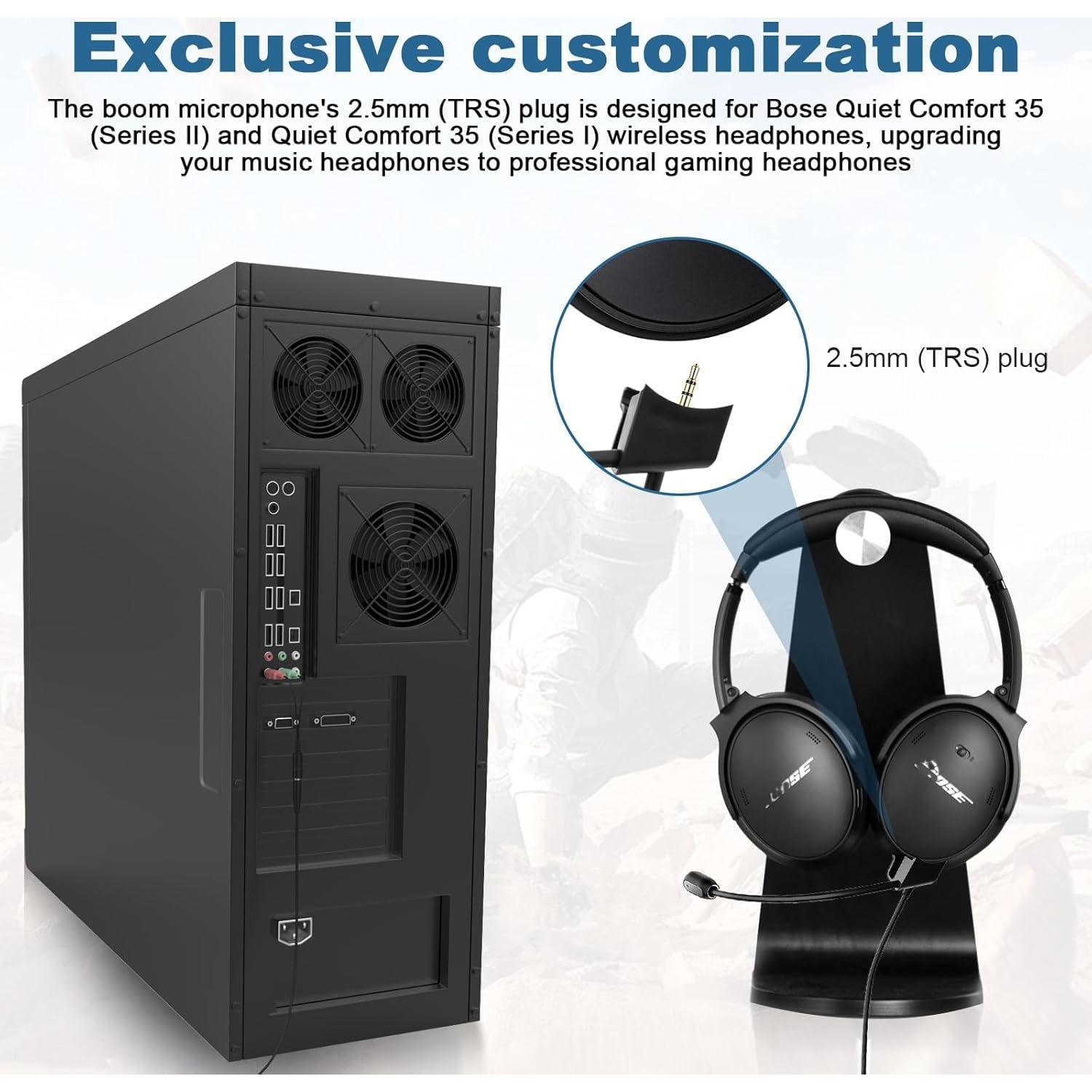 Cable de Audio con Micrófono Boom Desmontable Toeasor para Bose QC35