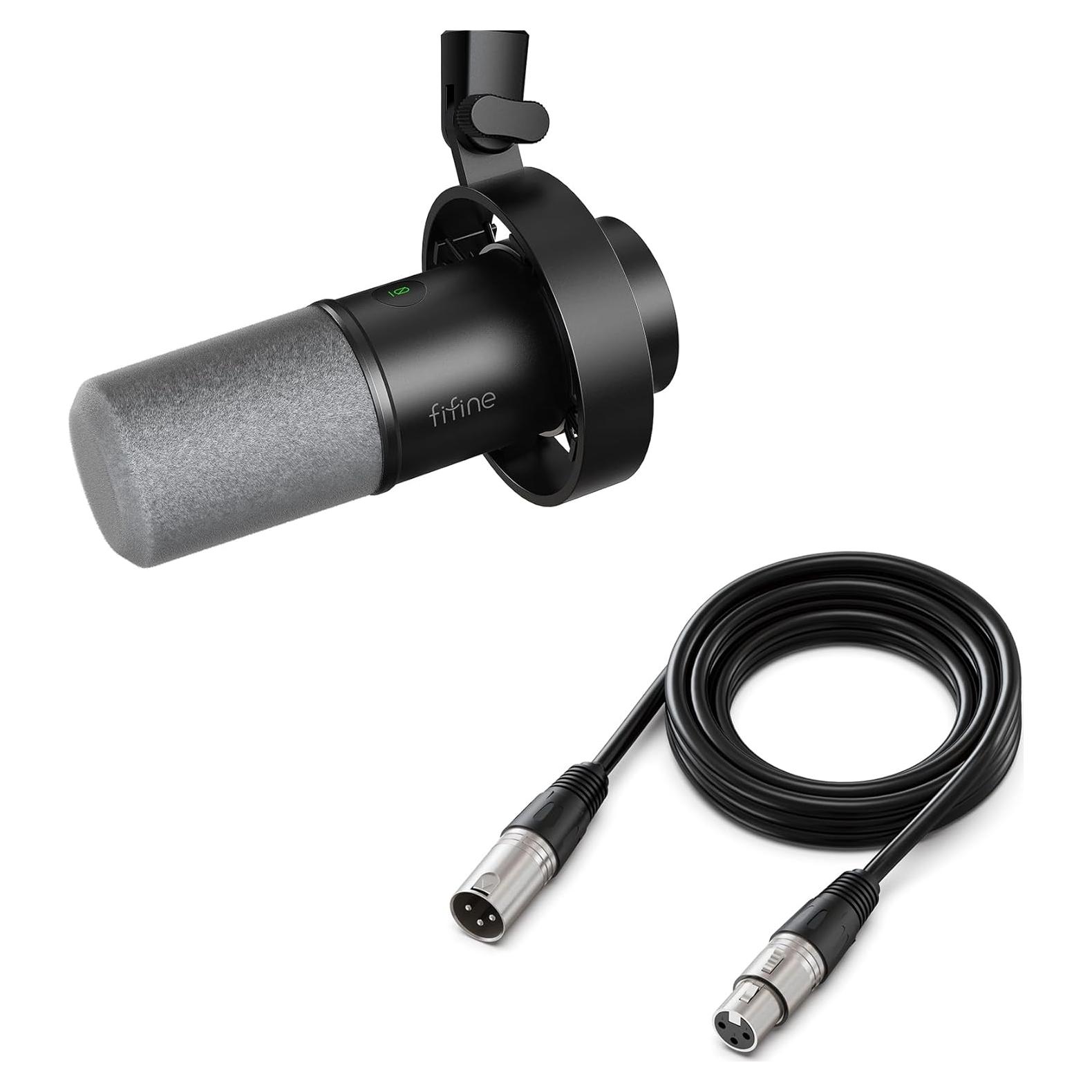 Micrófono Dinámico FIFINE K688 con Cable XLR para Podcast