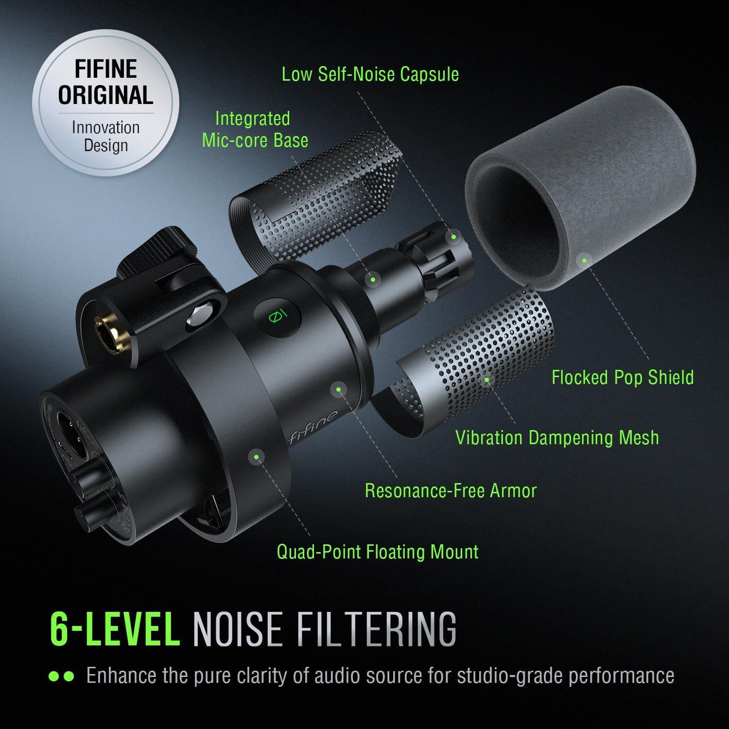 Micrófono Dinámico FIFINE K688 con Cable XLR para Podcast