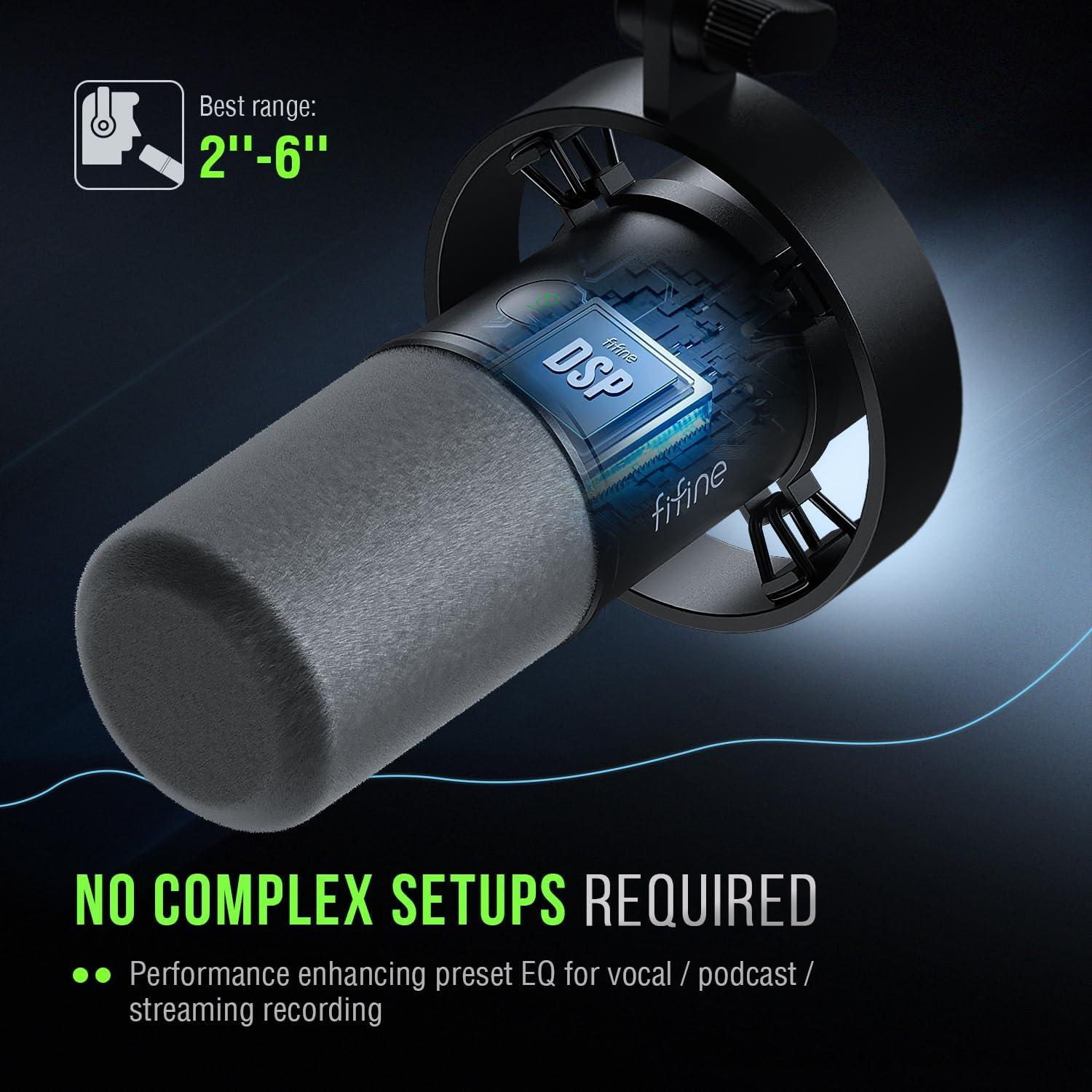 Micrófono Dinámico FIFINE K688 con Cable XLR para Podcast