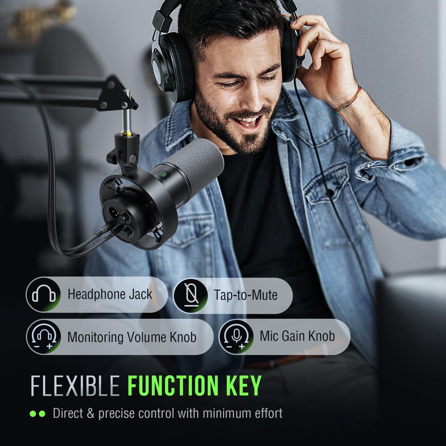 Micrófono Dinámico FIFINE K688 con Cable XLR para Podcast