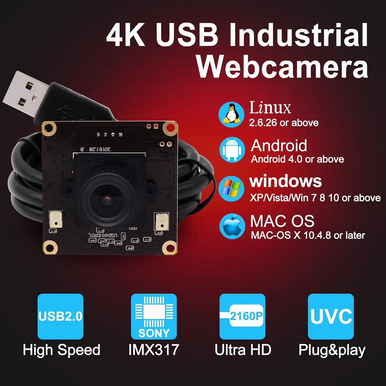 Webcam 4K Hotpet con Lente de 3.6mm y Sensor Sony IMX317