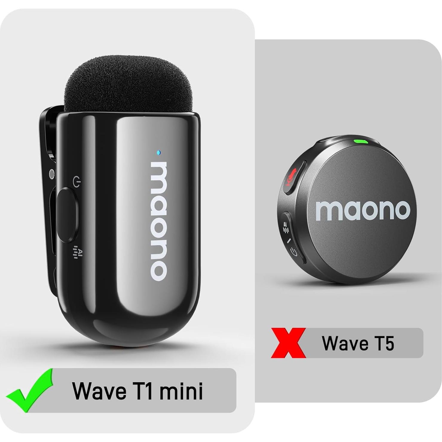 Accesorios Micrófono Lavalier Inalámbrico MAONO Wave T1 Mini