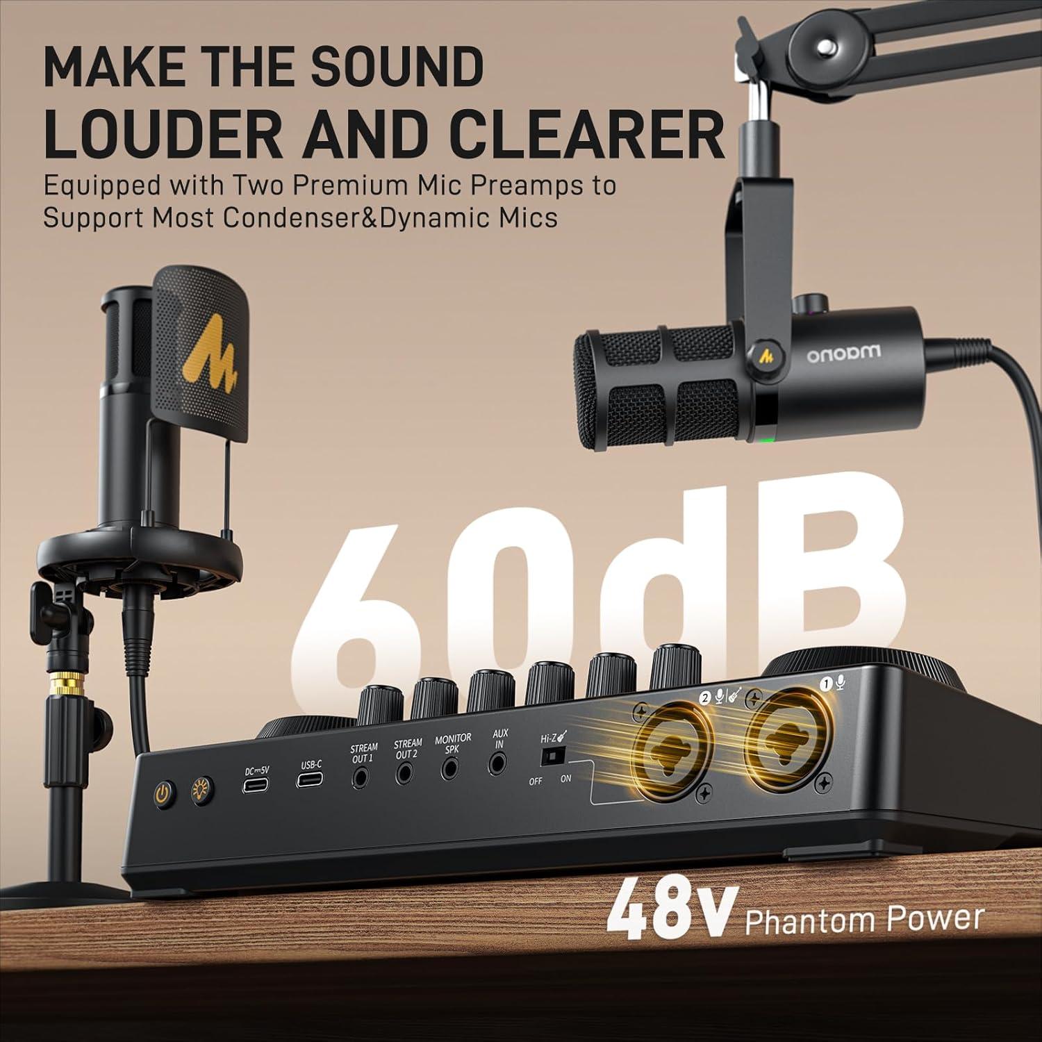 Micrófono Dinámico Cardioide MAONO XLR para Podcasting