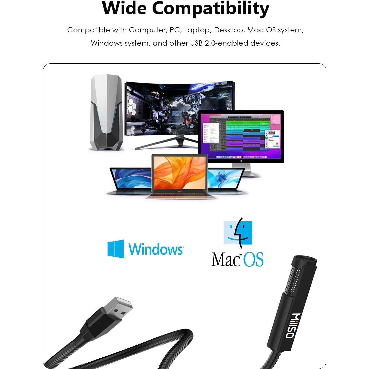 Micrófono USB MillSO Flexible Omnidireccional para PC