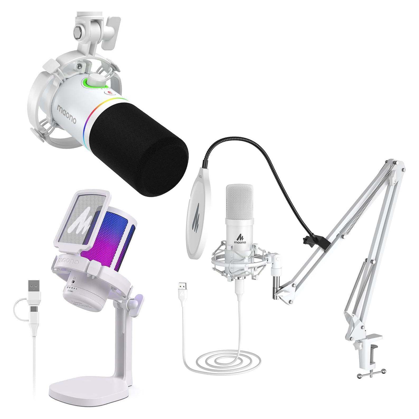 Micrófono USB MAONO para Podcast y Streaming con RGB