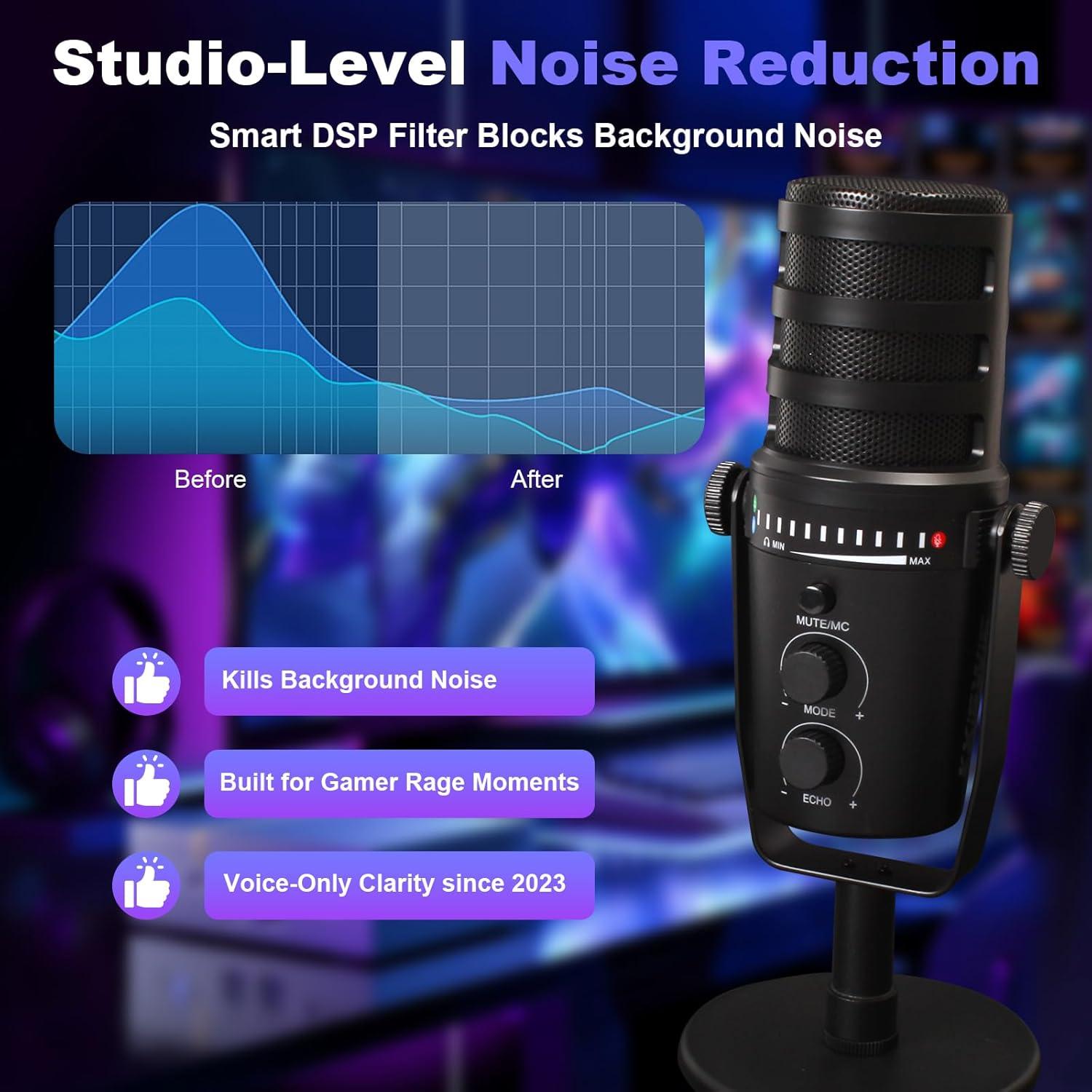 Micrófono USB Dinámico KXiSWIE USB-MIC001 para Streaming y Podcast