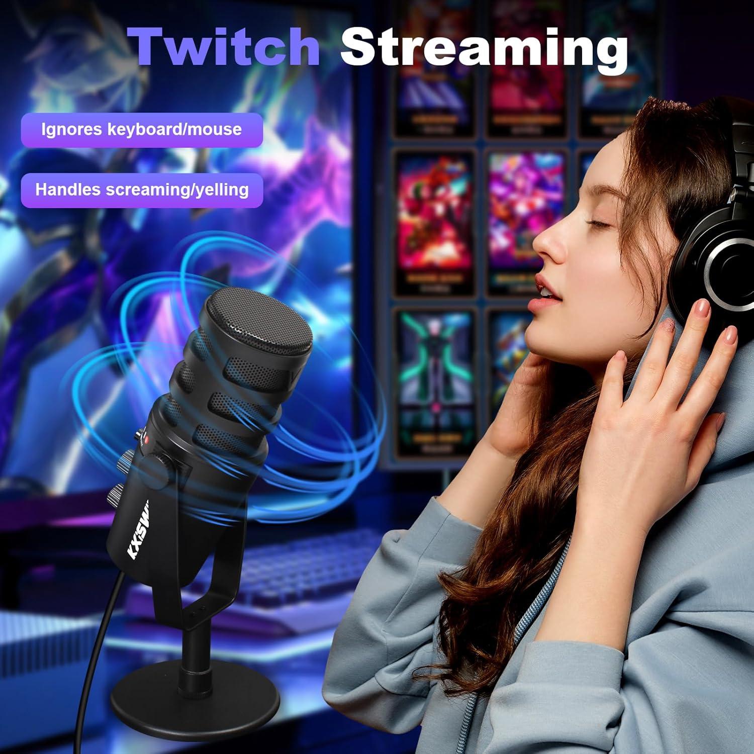 Micrófono USB Dinámico KXiSWIE USB-MIC001 para Streaming y Podcast