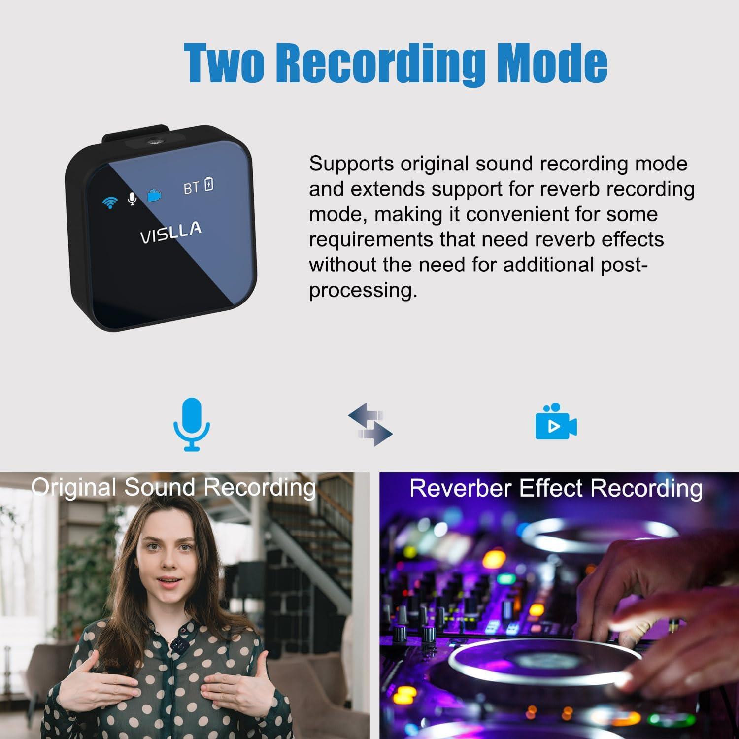Micrófono Lavalier Inalámbrico Vislla GM30, 12h Batería, 200m Alcance