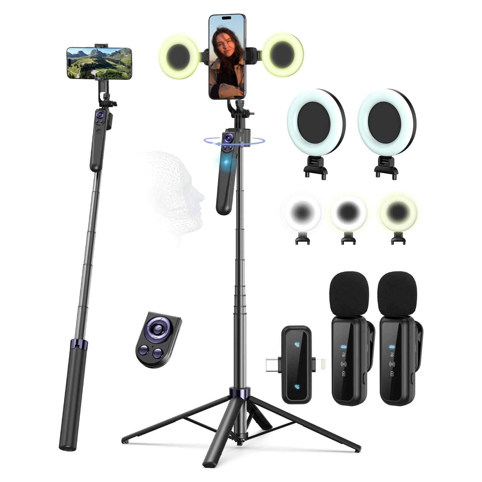 Kit de Vlogging Completo para iPhone/Android con Trípode 160cm
