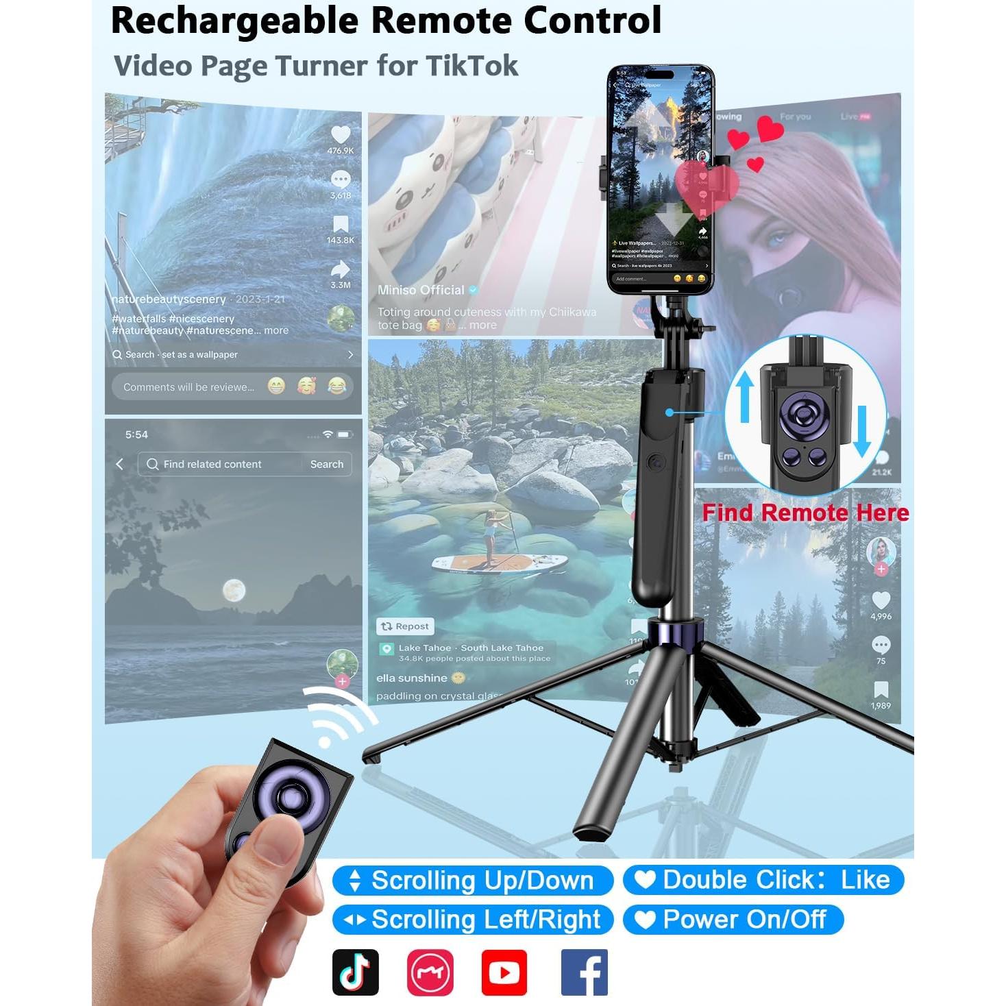 Kit de Vlogging Completo para iPhone/Android con Trípode 160cm