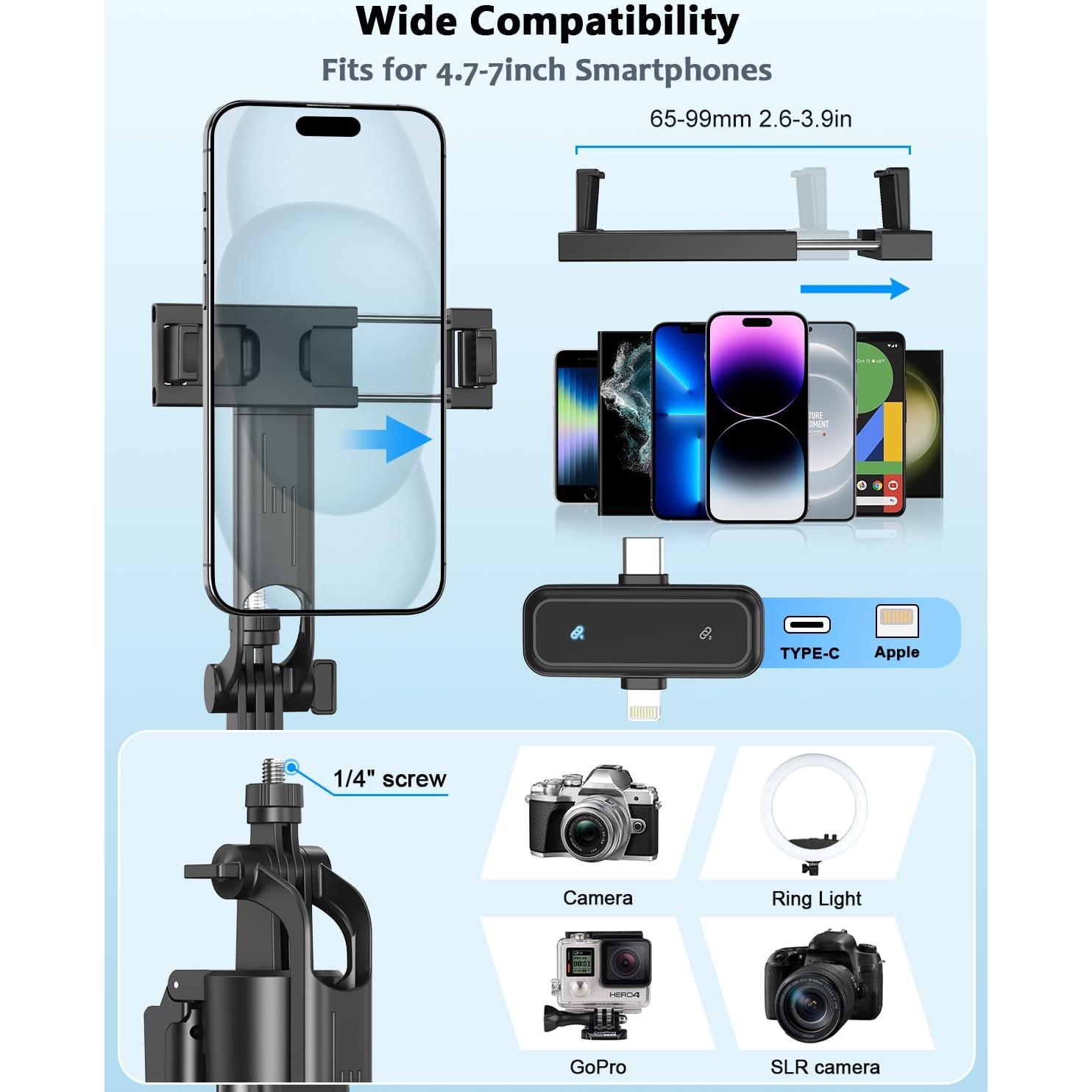 Kit de Vlogging Completo para iPhone/Android con Trípode 160cm