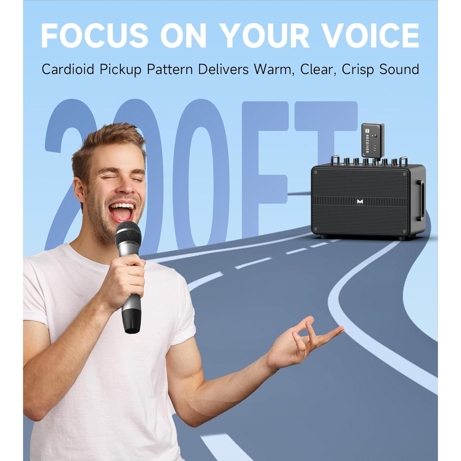 Micrófono Inalámbrico ECHOMUSSY YA-01, 40H Batería, 60m Alcance