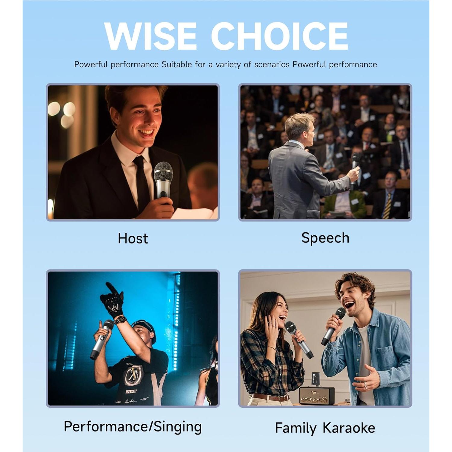 Micrófono Inalámbrico ECHOMUSSY YA-01, 40H Batería, 60m Alcance