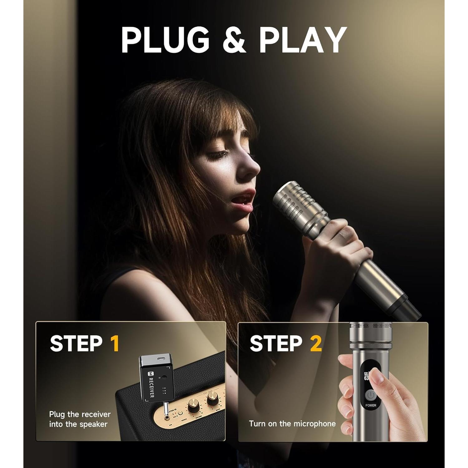 Micrófono Inalámbrico Profesional ECHOMUSSY YA-004, 50h Batería