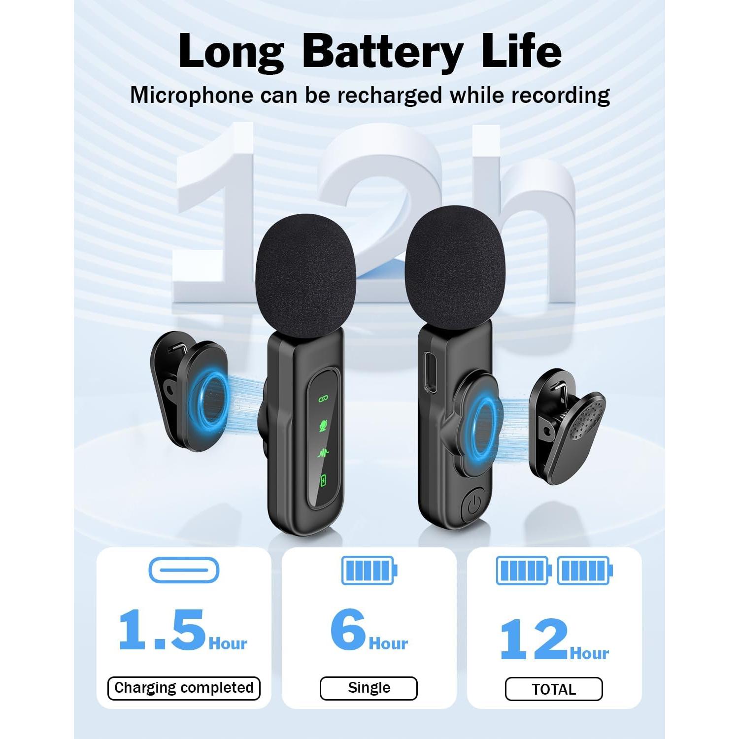 Micrófono Lavalier Inalámbrico PoP Voice USB-C 12H Reducción Ruido