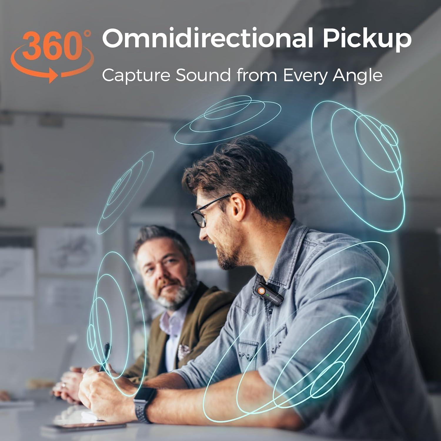 Micrófono Lavalier Inalámbrico Hohem MIC-01, 20h Batería, Cancelación Ruido