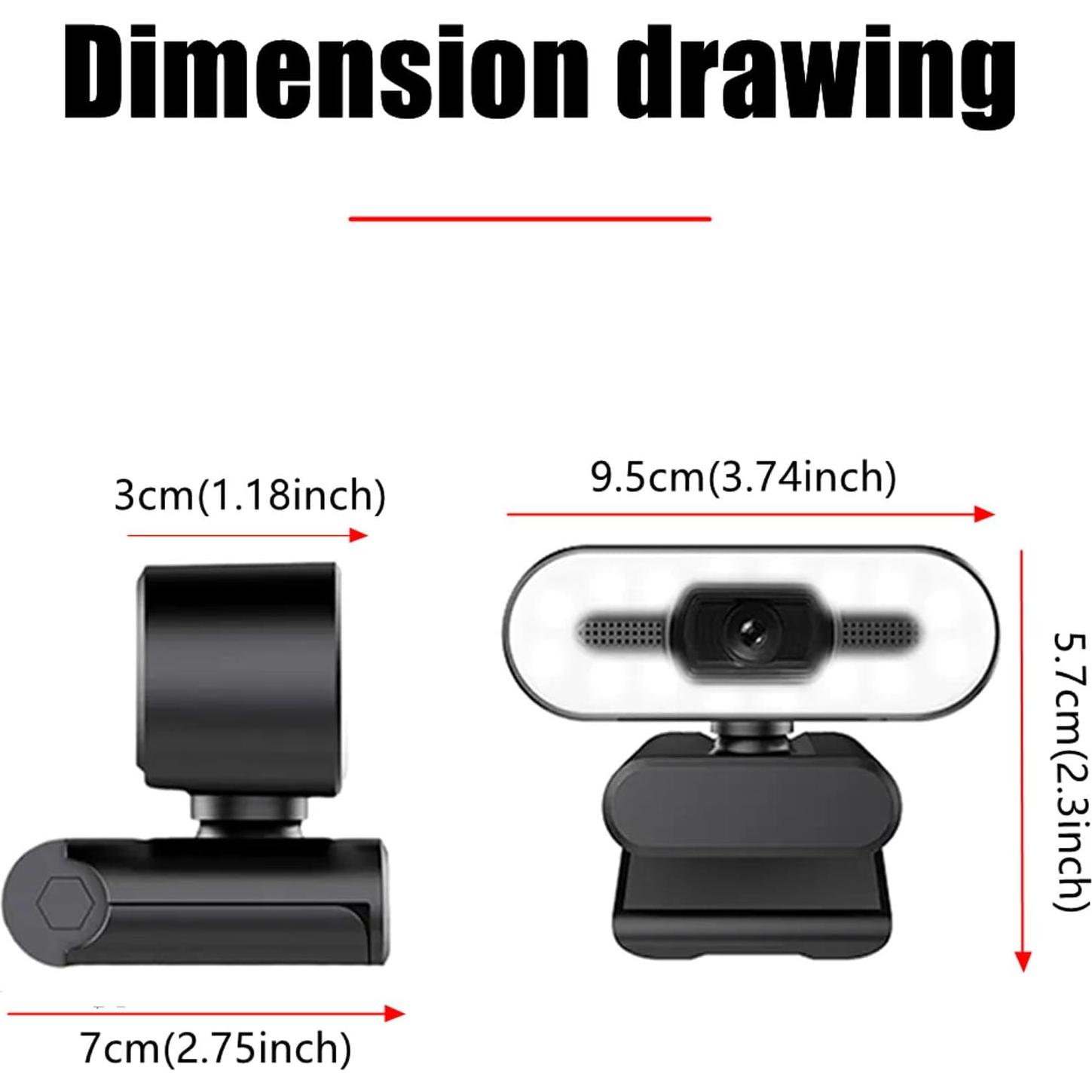 Cámara Web 1080P XUMIUZIY con Micrófono y Luz Ajustable