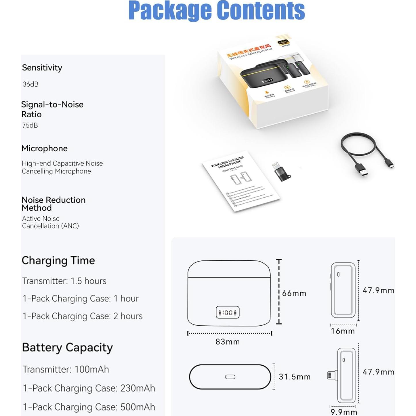 Micrófono Lavalier Inalámbrico Commem AWS-M7Pro-01 con Carga