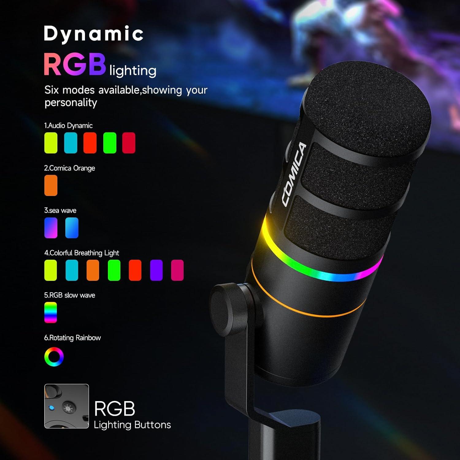 Micrófono Gaming USB Comica EJoy D10 Dinámico RGB 1.15kg