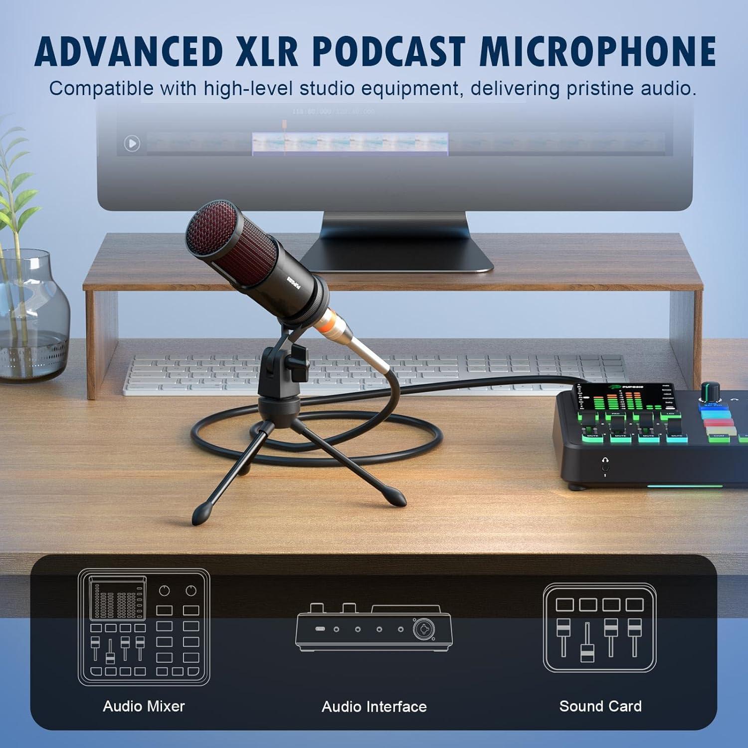 Micrófono Dinámico PUPGSIS PGM100 XLR para PC y Streaming