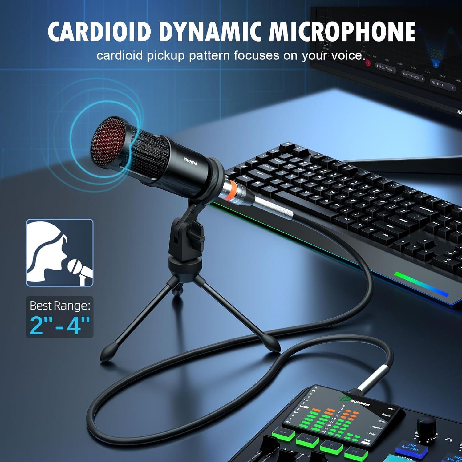 Micrófono Dinámico PUPGSIS PGM100 XLR para PC y Streaming