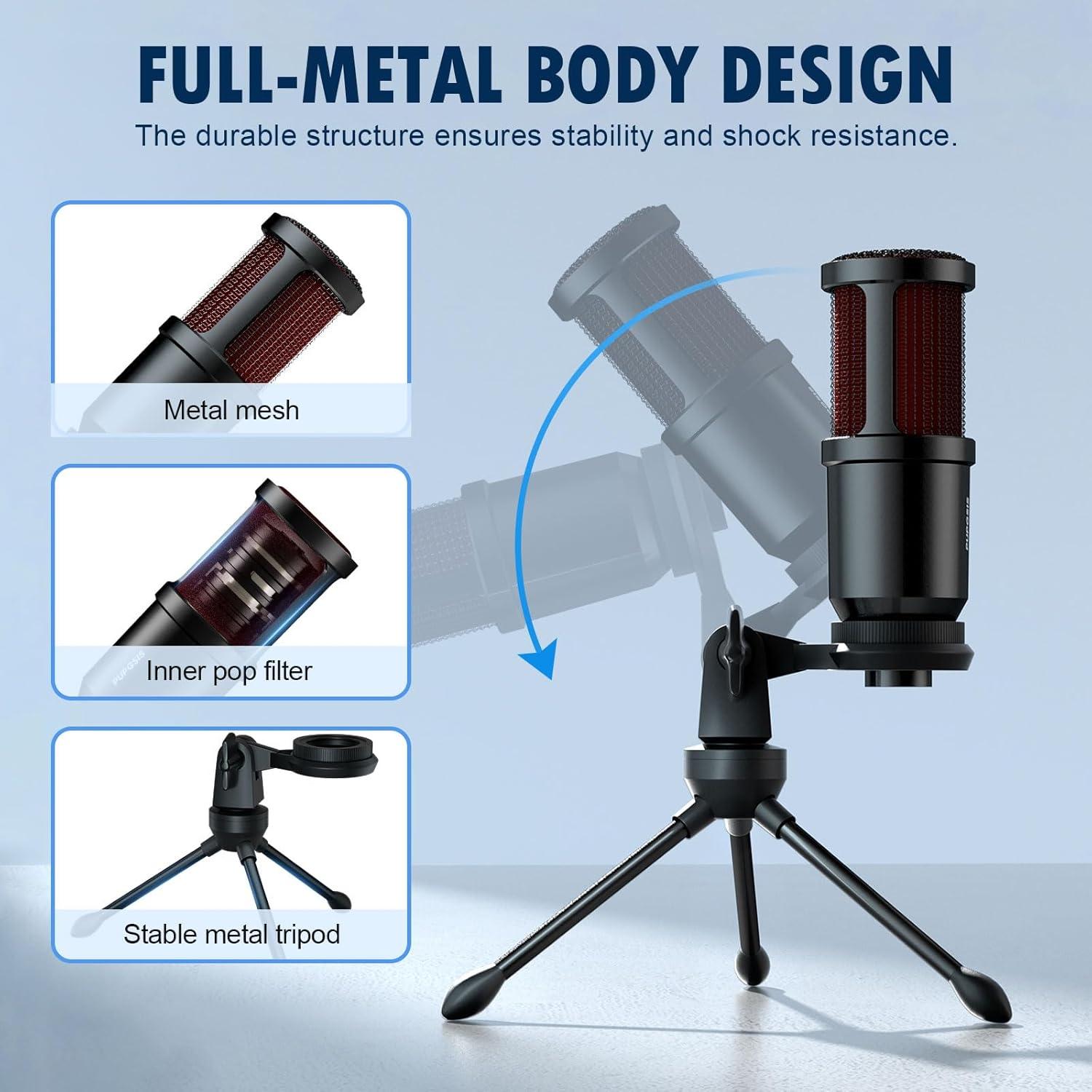 Micrófono Dinámico PUPGSIS PGM100 XLR para PC y Streaming