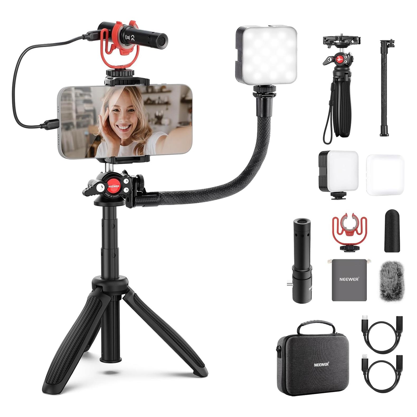 Kit de Vlogging NEEWER PA045 con Luz LED y Micrófono USB C