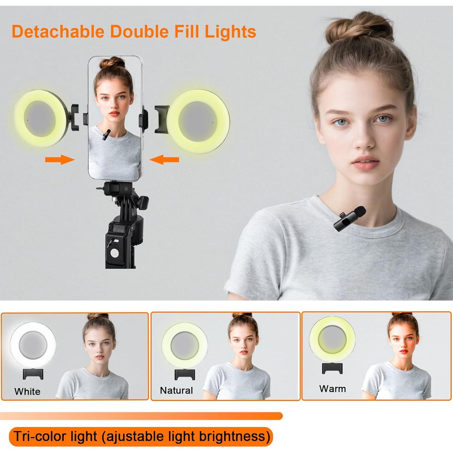 Kit de Vlogging Litchitech C19 con Trípode 180 cm, Micrófono y Luz