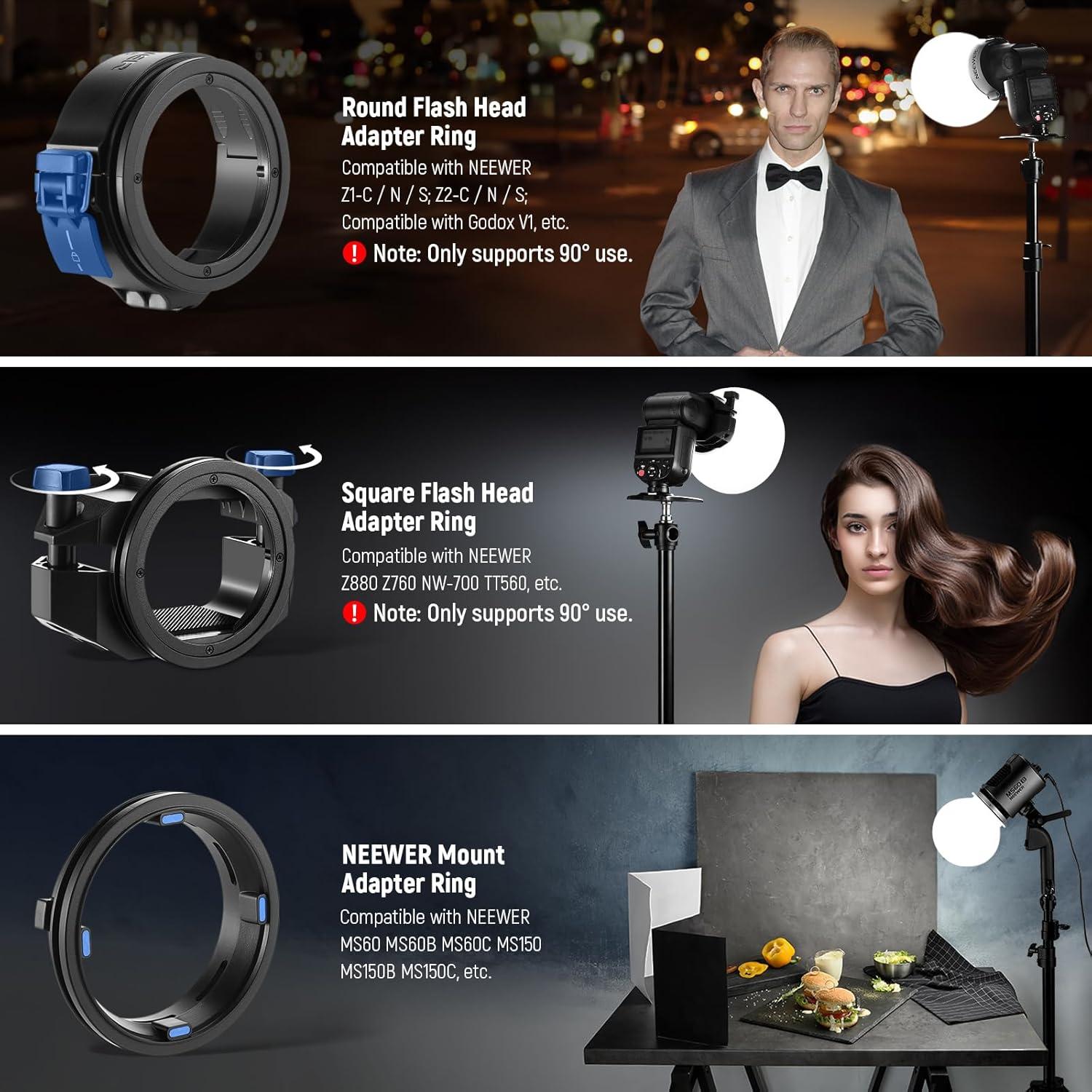 Domo de Difusión Softbox NEEWER CRS6 con 3 Anillos Adaptadores