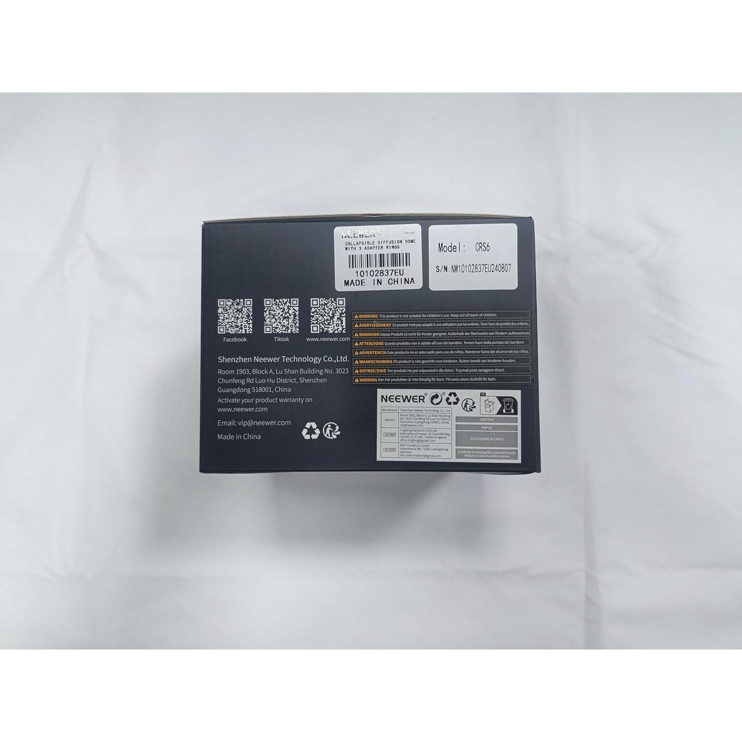 Domo de Difusión Softbox NEEWER CRS6 con 3 Anillos Adaptadores