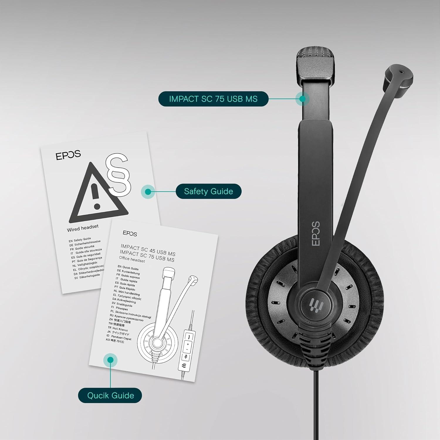 Auricular Binaural USB Sennheiser SC 75 MS Negro